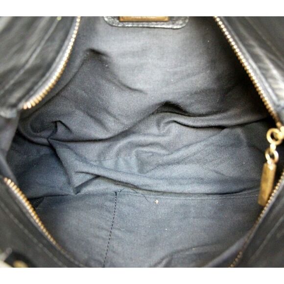 DEBORAH GALLO ITALY BLACK GENUINE LEATHER PATENT SATCHEL SHOULDER BAG HANDBAG - Picture 8 of 9